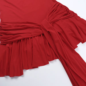 Spring Socialite Elegant Sexy Slim Fit Ruffled Strap Ribbon Dress Women