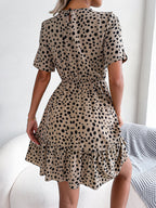 Polka Dot Cinched Ruffle Swing Dress WE4U