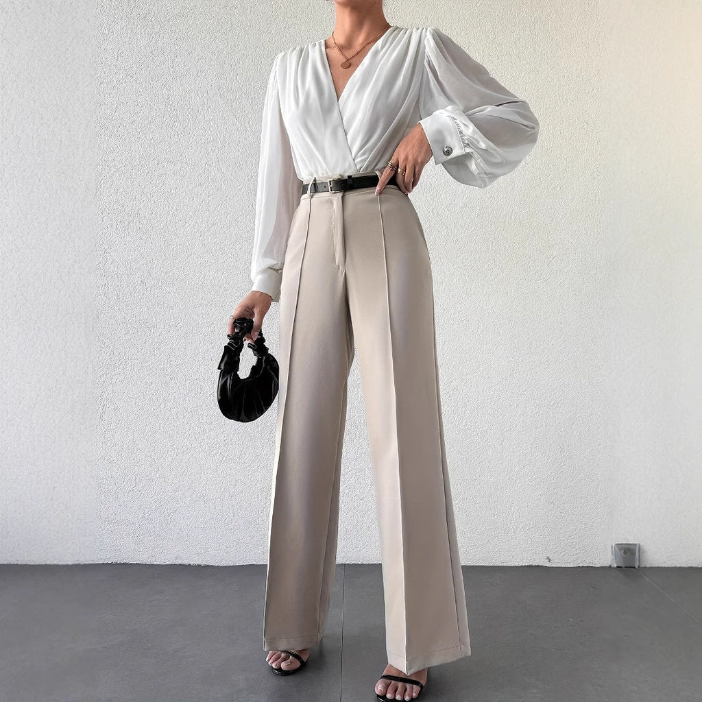 High-Waist Straight French Office Trousers WE4U