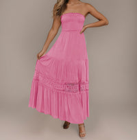 Strapless Lace Ruffle Tiered Maxi Dress Thumbnail 16