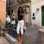 Polka Dot Slim Cropped Pants WE4U