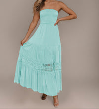 Strapless Lace Ruffle Tiered Maxi Dress Thumbnail 14