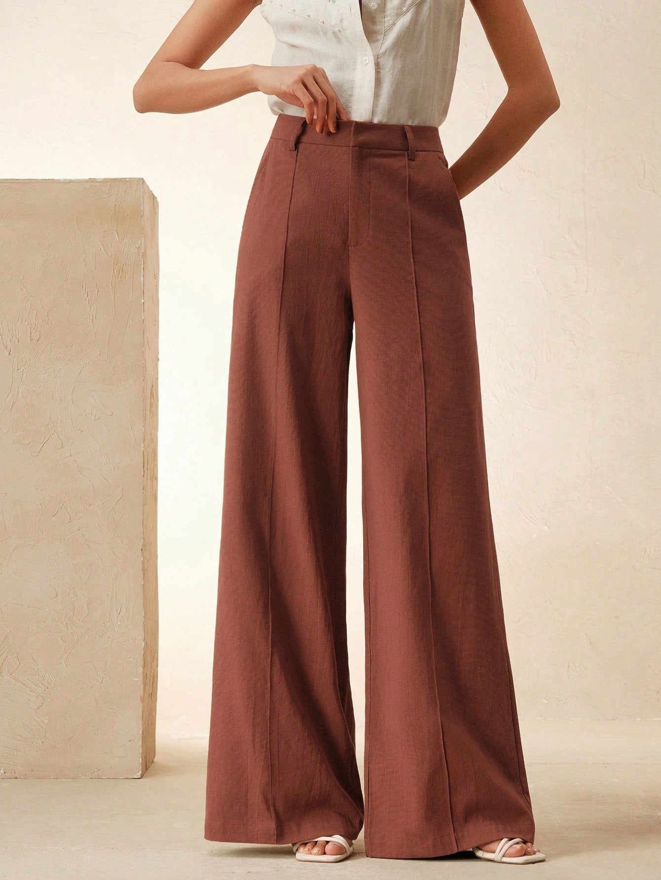 Small Breathable High Waist Drooping Work Pant Light Luxury Loose Slimming Sense Design Straight Casual Pants
