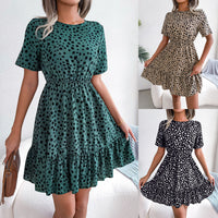 Polka Dot Cinched Ruffle Swing Dress Thumbnail 5
