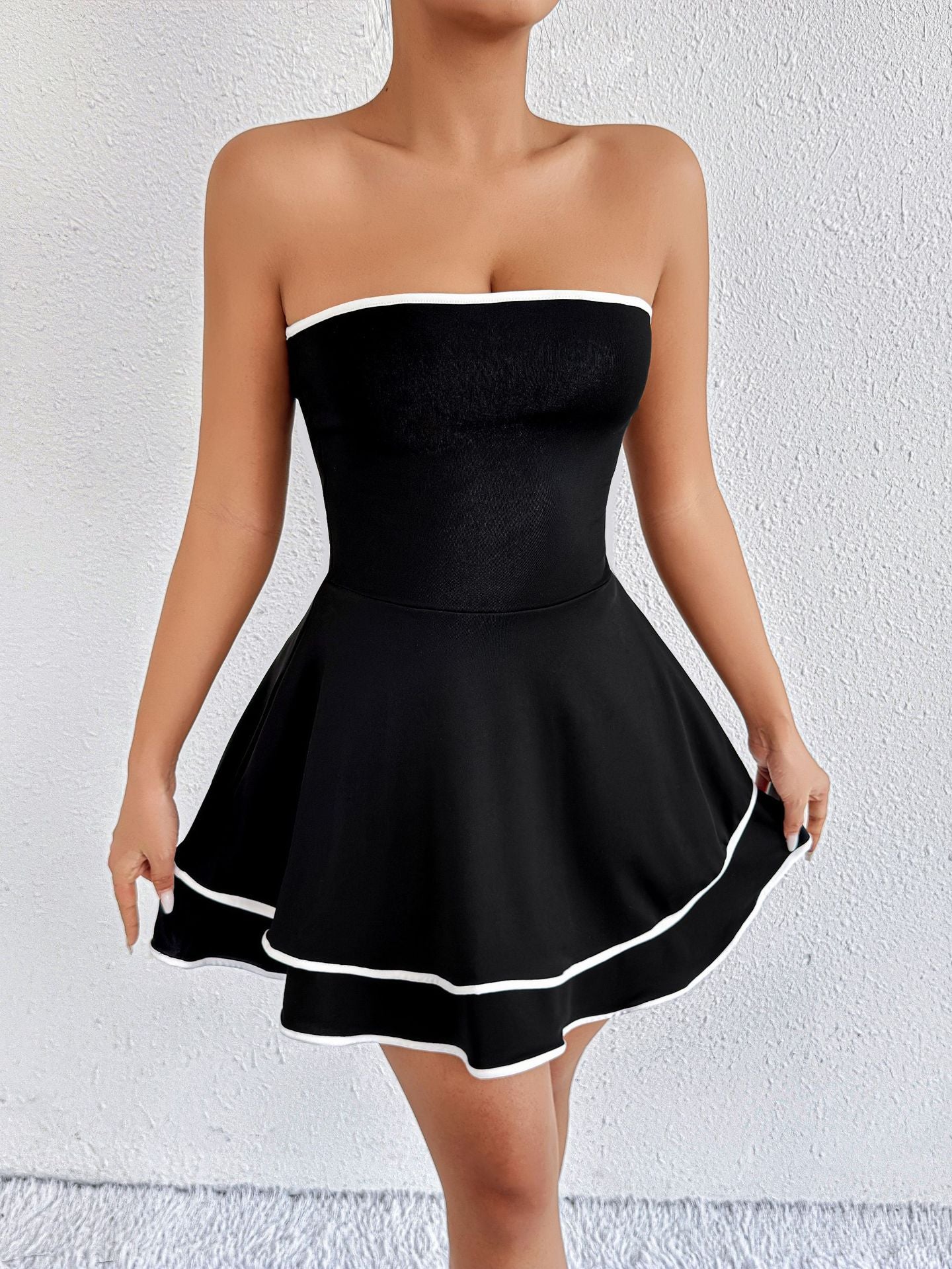 Summer Women Clothing Backless Internet Celebrity Short Dress Sexy Tube Top Tiered Dress