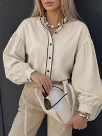Contrast Trim Long Sleeve Shirt Thumbnail 3