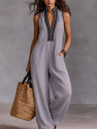 Full Size Sleeveless Wide-Leg Jumpsuit Plus SIze Thumbnail 4