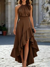 Ruffled High-Low Sleeveless Maxi Dress Thumbnail 9
