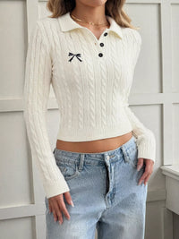 Cable Knit Long Sleeve Sweater Thumbnail 1