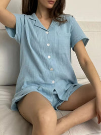 Button Up Short Sleeve Shirt and Shorts Set Thumbnail 6