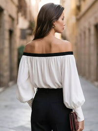 Off-Shoulder Lantern Sleeve Blouse Thumbnail 2