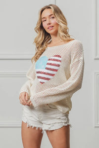 BiBi Sequin American Flag Heart Knit Up Thumbnail 5