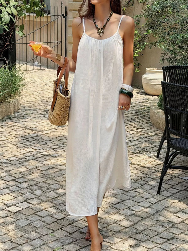 Flowy Spaghetti Strap Midi Dress - Women's Clothing & Dresses USA