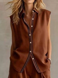 Sleeveless Button Up Top and Shorts Set Thumbnail 5