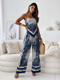 Printed Cami and Wide Leg Pants Set Thumbnail 1