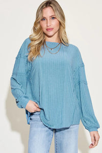 Basic Bae Full Size Ribbed Round Neck Long Sleeve T-Shirt Thumbnail 15