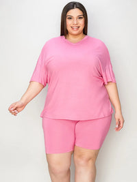 Basic Bae Full Size V-Neck Drop Shoulder T-Shirt and Shorts Set Thumbnail 6
