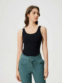 Millennia Round Neck Wide Strap Active Tank with Detachable Chest Pads Thumbnail 14