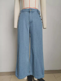 Sleeveless Button-Front Vest and Pants Denim Set Thumbnail 12