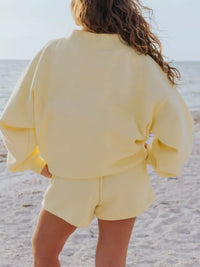 Relaxed Fit Round Neck Sweatshirt and Shorts Set Thumbnail 16