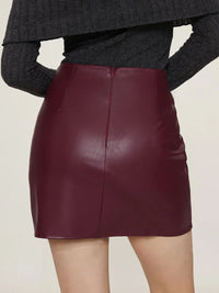 Ruched Mini Skirt with Zipper Thumbnail 10