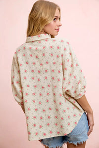 BiBi Flower Printed Short Dolman Blouse Top Thumbnail 6