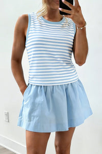 Stripe Slim Tank Contrast Ruffle Mini Skort Set Thumbnail 3