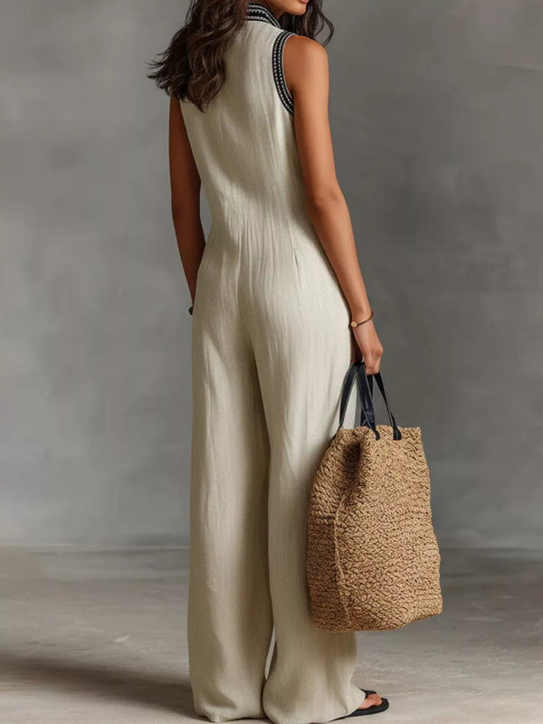 Full Size Sleeveless Wide-Leg Jumpsuit Plus SIze - Alternate View - WE4U Fashion USA