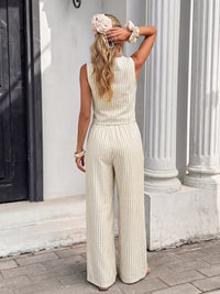Striped Vest & Wide Leg Pants Set Thumbnail 6