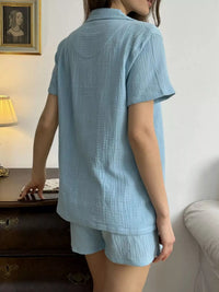 Button Up Short Sleeve Shirt and Shorts Set Thumbnail 9
