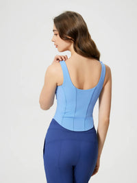 Millennia Round Neck Wide Strap Active Tank with Detachable Chest Pads Thumbnail 10