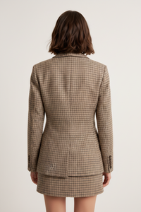 Single-Breasted Plaid Blazer Skirt Set Thumbnail 2