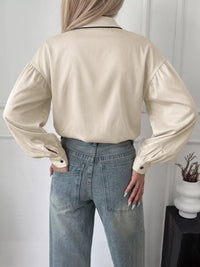 Contrast Trim Long Sleeve Shirt Thumbnail 6