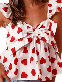 Heart Print Ruffle Trim Bow Tank Thumbnail 2
