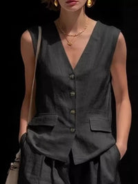 Full Size Sleeveless Vest and Shorts Set Plus Size Thumbnail 4