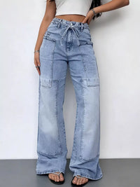 Wash Wide Leg Cargo Jeans Thumbnail 1