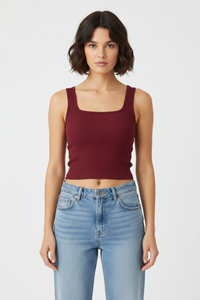 Ribbed Square Neck Tank Top Thumbnail 14