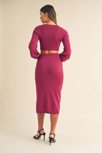 MABLE Front Twisted Knit Top and Midi Skirt Set Thumbnail 3