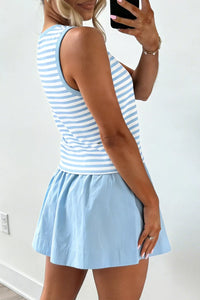 Stripe Slim Tank Contrast Ruffle Mini Skort Set Thumbnail 4