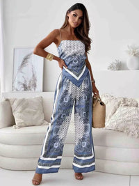 Printed Cami and Wide Leg Pants Set Thumbnail 4