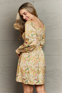 Floral Smocked Square Neck Dress Thumbnail 2