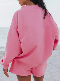 Relaxed Fit Round Neck Sweatshirt and Shorts Set Thumbnail 7