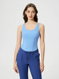 Millennia Round Neck Wide Strap Active Tank with Detachable Chest Pads Thumbnail 8