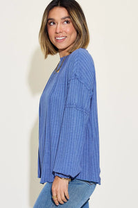 Basic Bae Full Size Ribbed Round Neck Long Sleeve T-Shirt Thumbnail 24