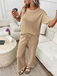 Round Neck Half Sleeve Top and Pants Set Thumbnail 19