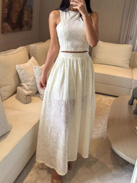 Eyelet Crop Top and Maxi Skirt Set Thumbnail 7