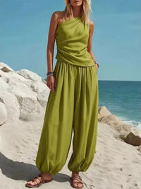 Full Size One-Shoulder Top and Wide Leg Pants Set Plus Size Thumbnail 10