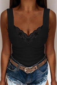 Full Size Lace Detail V-Neck Tank Plus Size Thumbnail 2