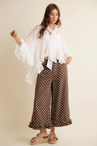 Sheer Ruffle Bell Sleeve Bow Tie Blouse Thumbnail 16