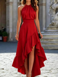 Ruffled High-Low Sleeveless Maxi Dress Thumbnail 4